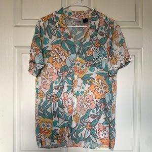 SQUAREPANTS SHORT SLEEVE GRAPHIC BUTTON-DOWN SHIRT